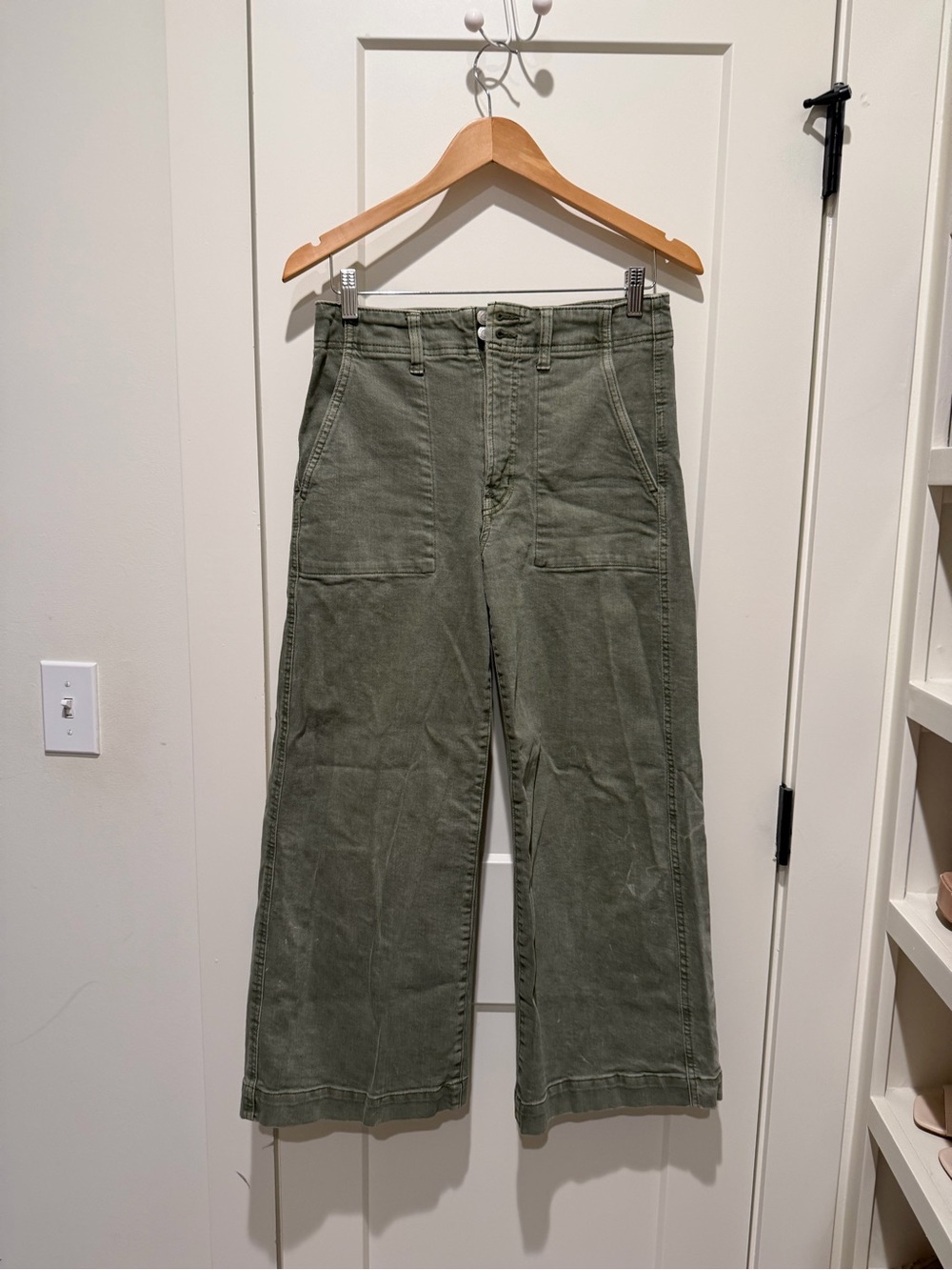 GAP Olive Green Wide-Leg Utility Jeans